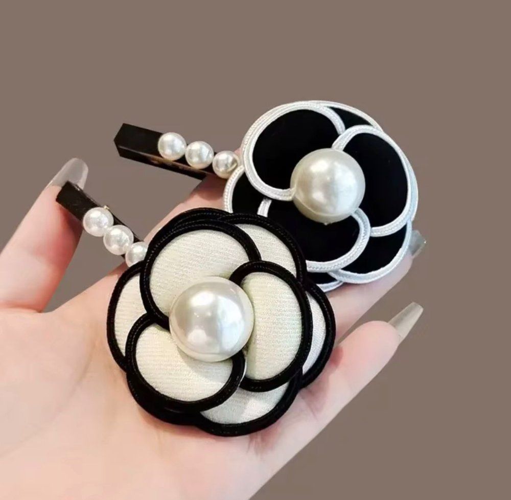 2 Pack Clip de cabello detalle de rosa y perla 2 colores