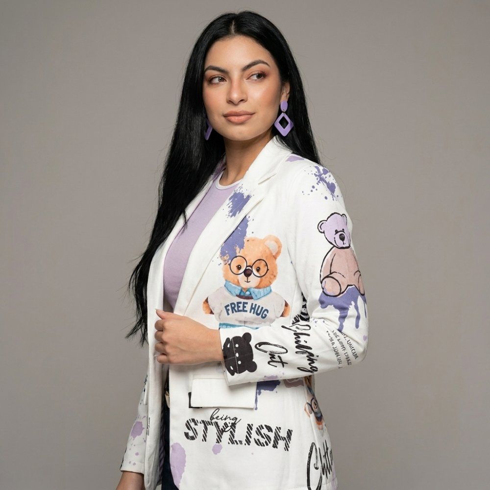 Blazer oversize estampado teddy