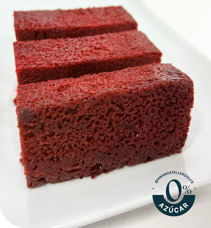 Bizcocho de Red Velvet 0% azúcar (16 porciones o 72 bocados)