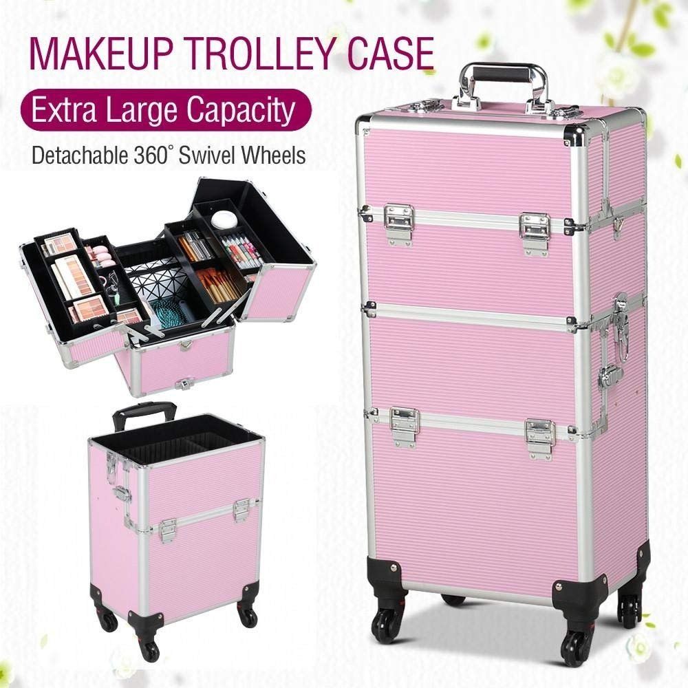 Maleta Neceser Maquillaje Cosmetiquera Desmontable Rosa