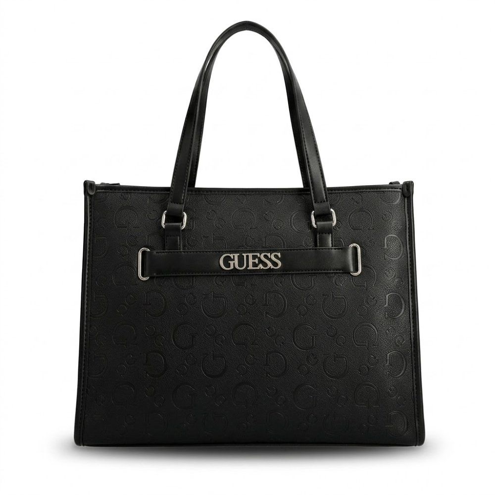 BOLSO GRANDE GUESS CON LOGOS (COLOR NEGRO)