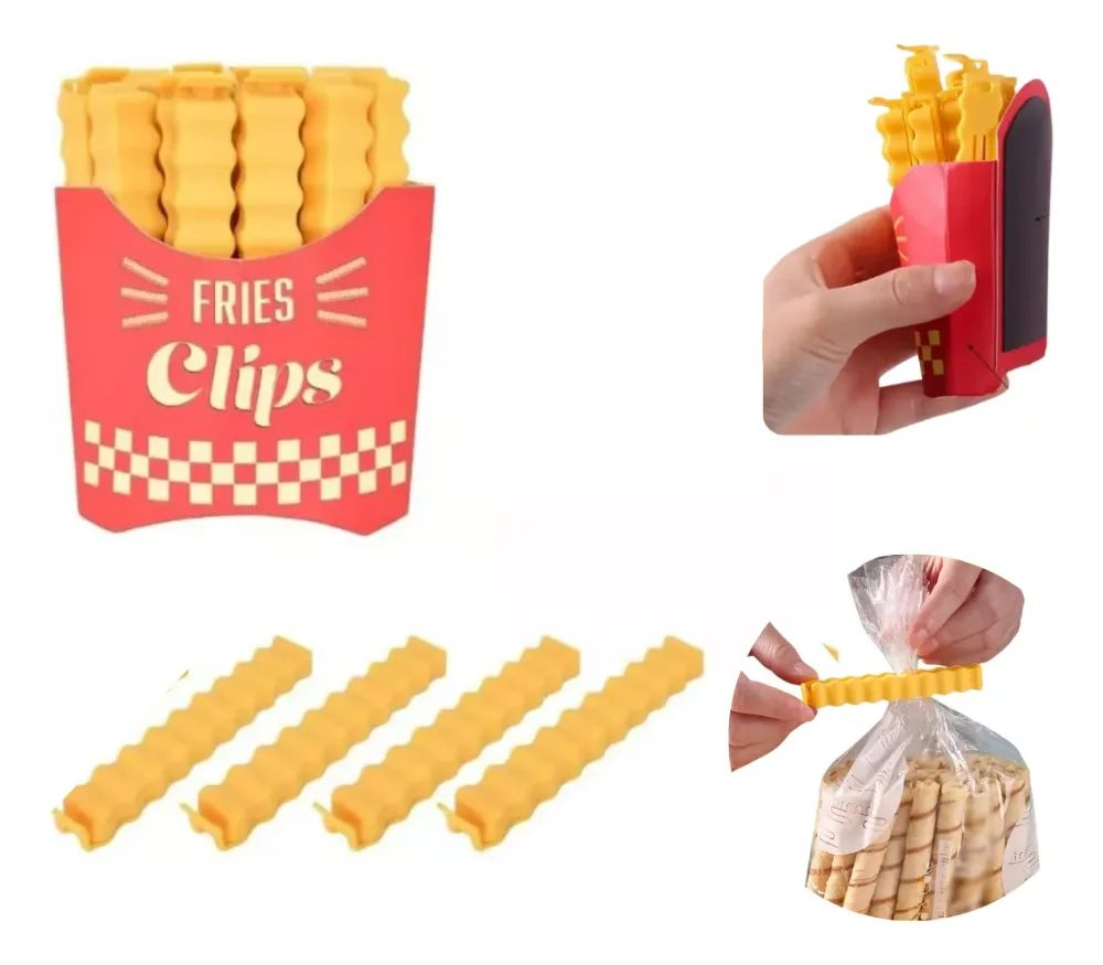 12 Clips Selladores Para Bolsa Con Forma De Papas Fritas