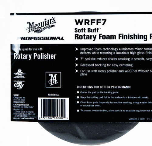 ALMOADILLA DE ACABADO DE ESPUMA ROTATIVA SOFT BUFF DE MEGUIAR´S - 5", NEGRO