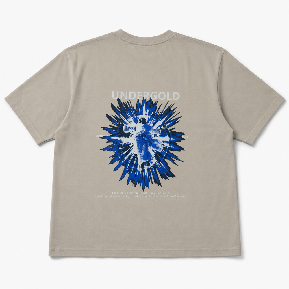Camiseta oversize premium beige Undergold Azul