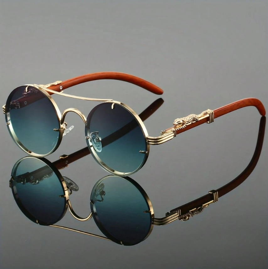 Lentes Savannah Gold verdes con montura marron y detalle de leopardo dorado