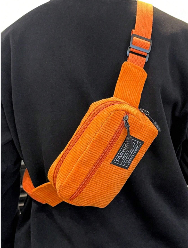 Bandolera de pana naranja neon
