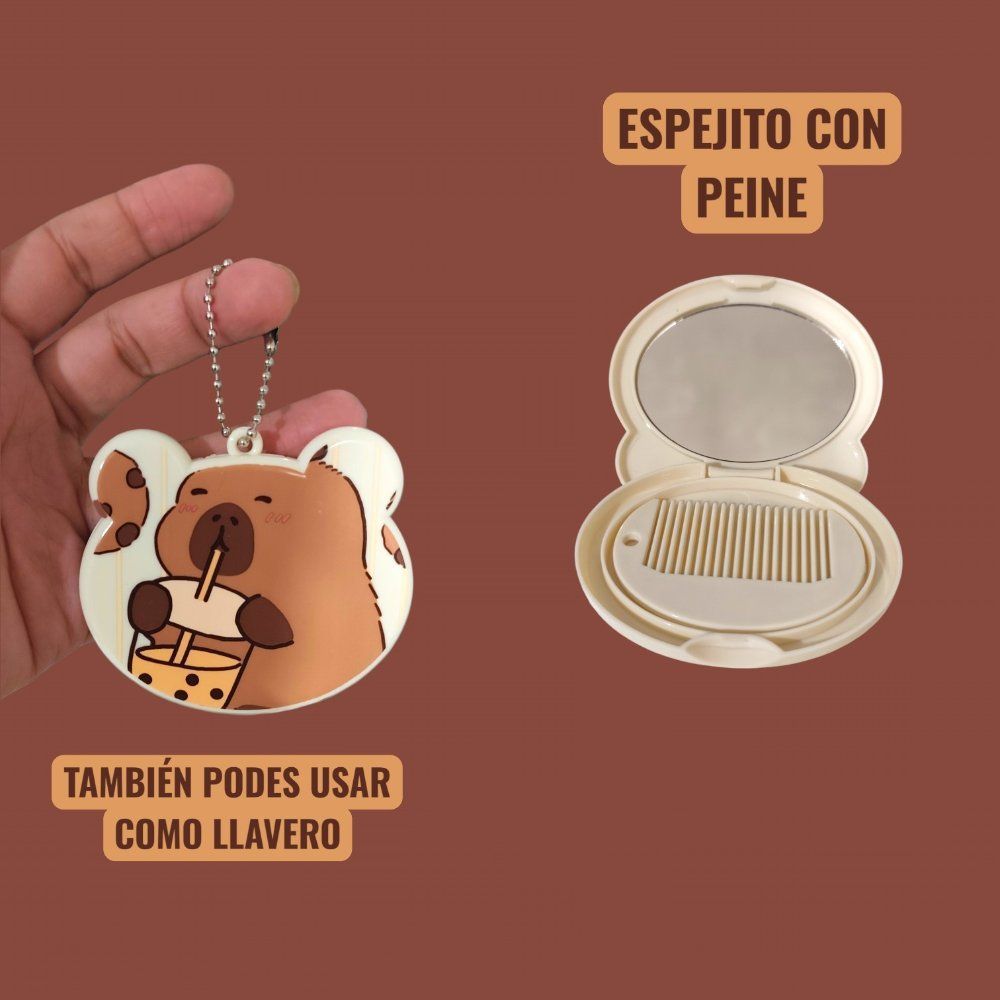 ESPEJITO CON PEINECITO PARA LLAVERO CAPIBARA