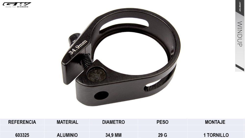 ABRAZADERA CON TORNILLO 34.9MM JD-AT-6202 ALUMINIO GW