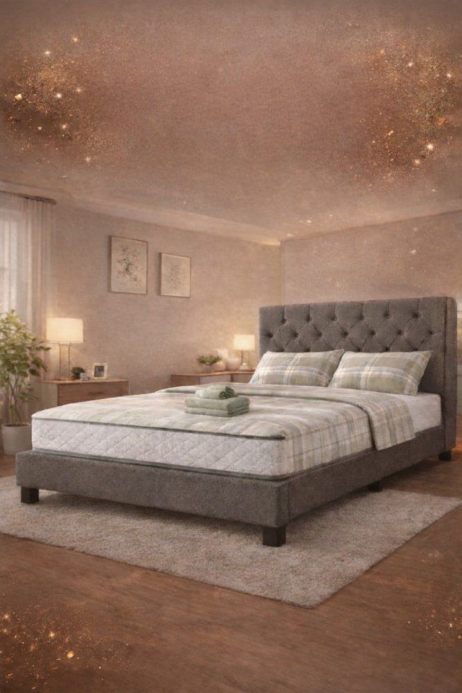 Cama Capitoneada + Colchón 3 Plzs