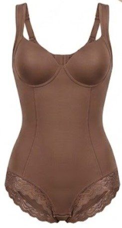 Body Faja Moldeador con Copas y Encaje - Marrón