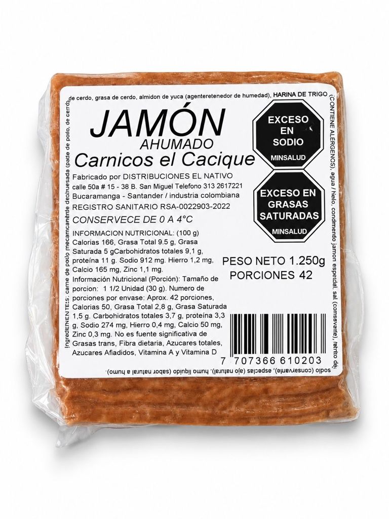 Jamón ahumado por 1.250g 62 rebanadas
