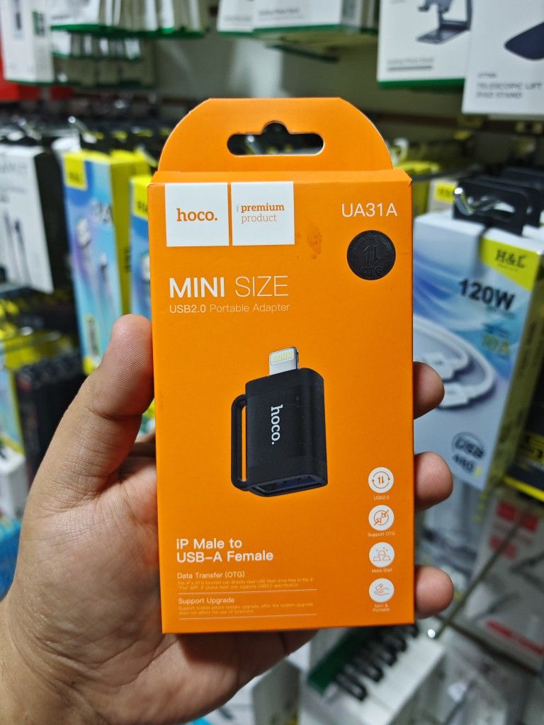 ADAPTADOR DE LIGHTNING A USB HOCO NEGRO