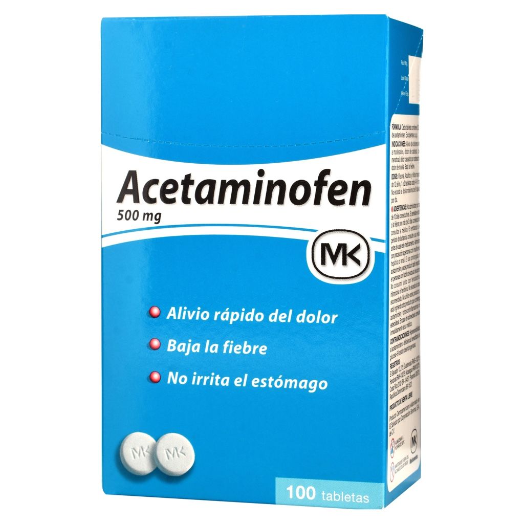 acetaminofen mk 500mg x100 tabletas