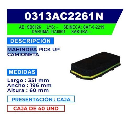 0313AC2261N KUSA FILTRO DE AIRE PARA MAHINDRA