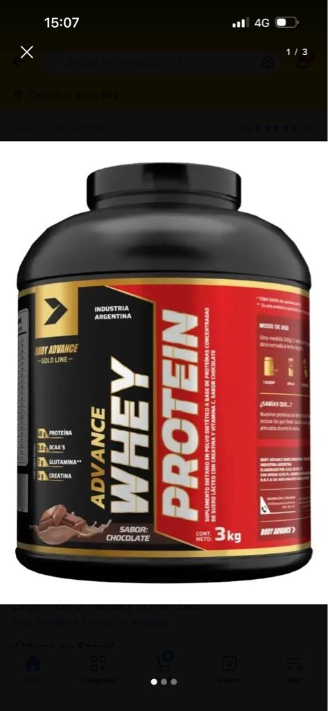Body Advance Proteína Whey 3kg Sabor Chocolate Con Creatina y Vitamina C