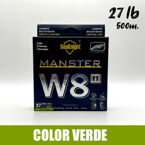 Multifilamento 27lb - 500M - W8 II MANSTER Seaknight - Verde
