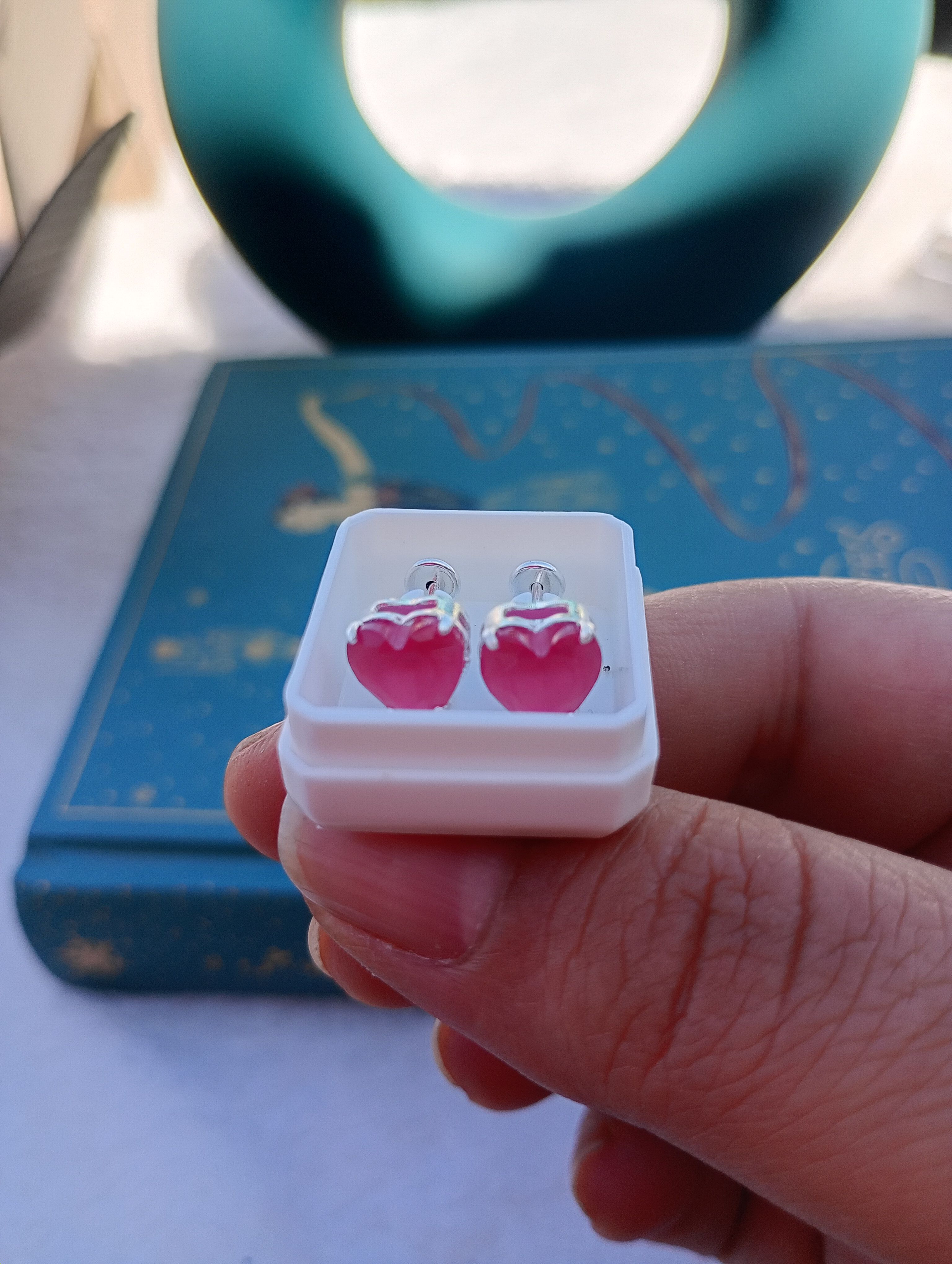Abridor corazón engarzado cubic fucsia