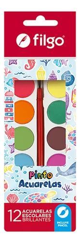 Acuarelas escolares brillantes FILGO x12