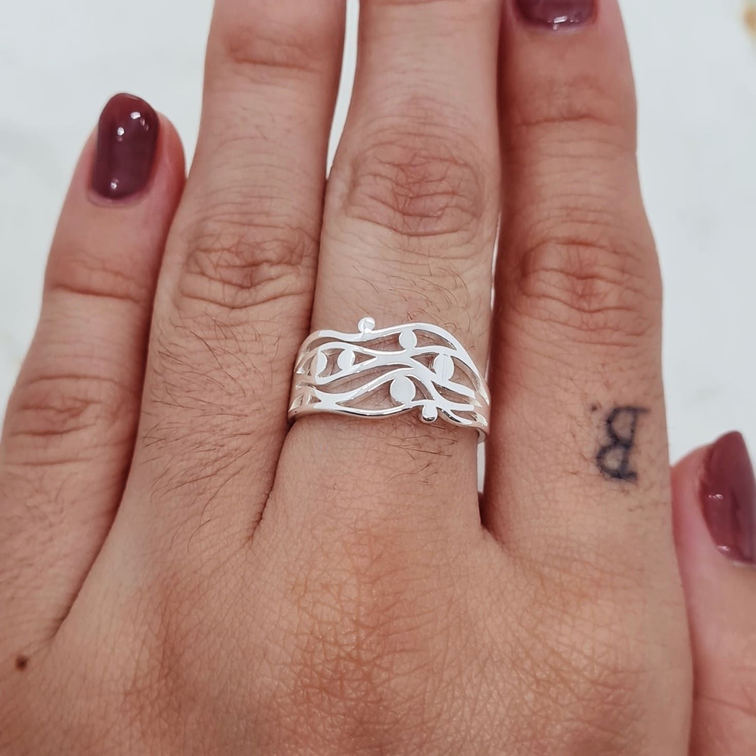 Anillo acero blanco