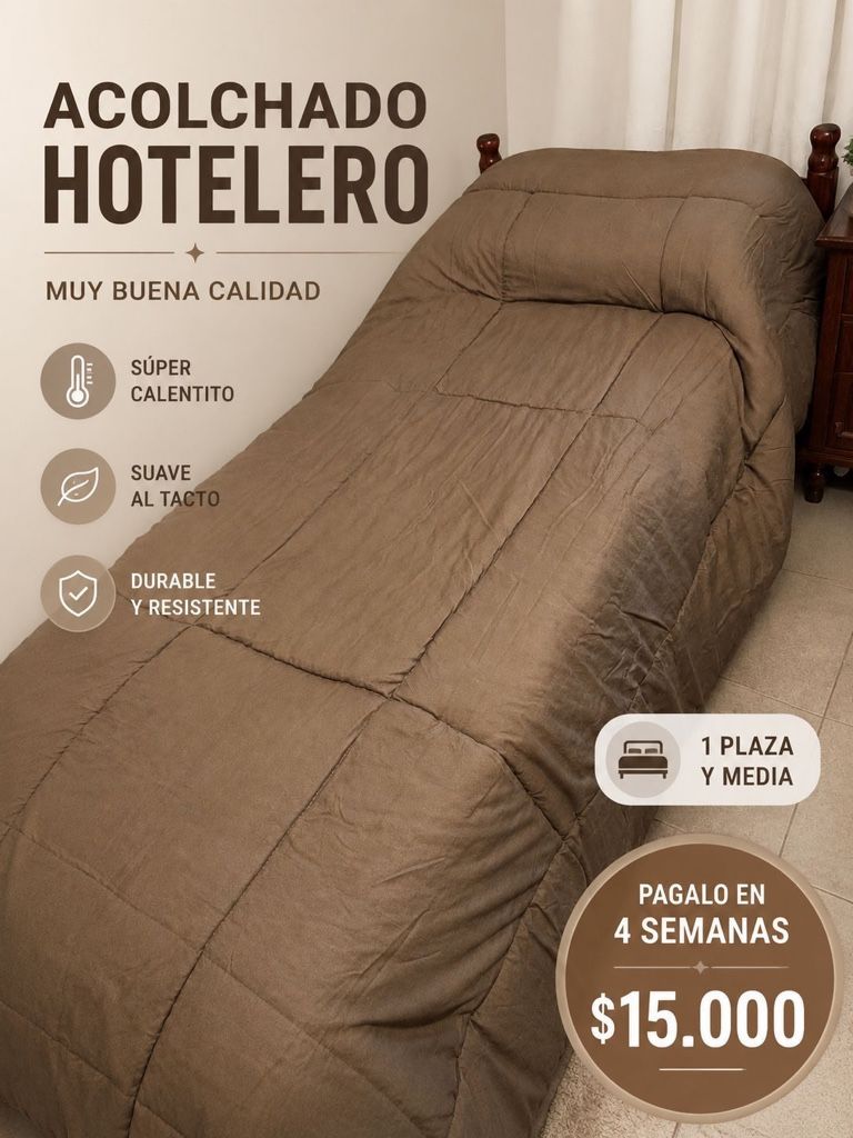 ACOLCHADO HOTELERO 1 1/2 MARRÓN