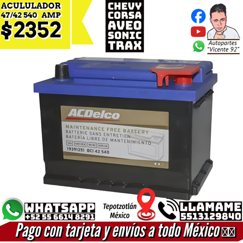 BATERIA CHEVY 42/47 540 Amp
