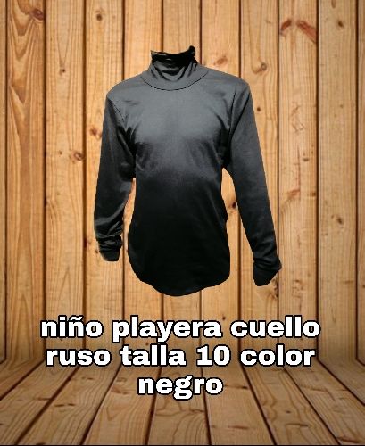 Playera cuello ruso T. Juvenil negro