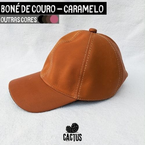 Boné Couro Lona lisa Laranja Cachoeirinha