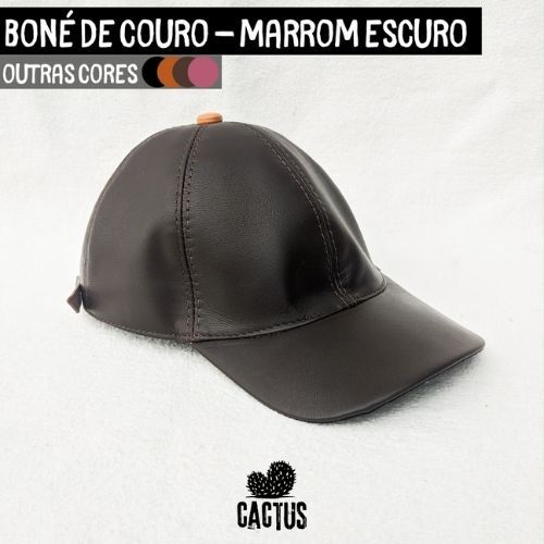 Boné Couro Lona lisa Marrom Escuro Cachoeirinha 2