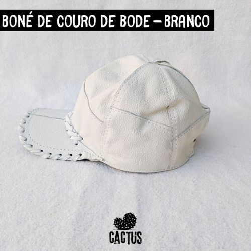 Boné Couro Lona Retalhado branco 1