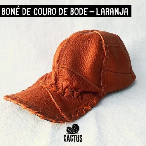 Boné Couro Lona Retalhado Laranja 1