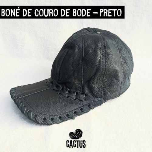 Boné Couro Lona Retalhado Preto 1
