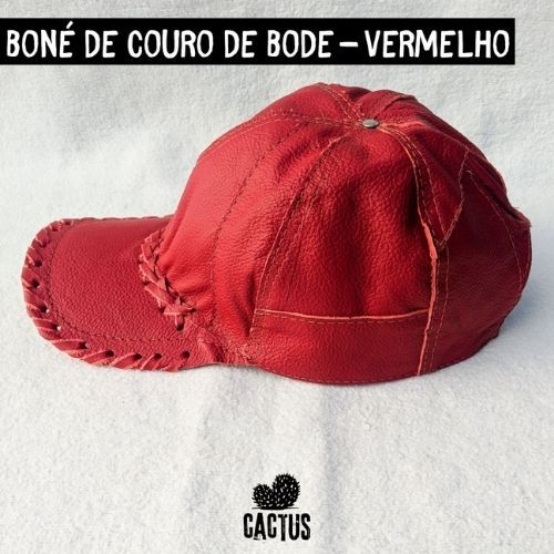 Boné Couro Lona Retalhado Vermelho 1