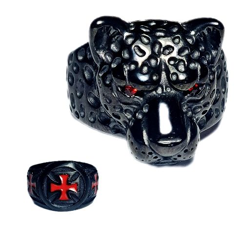 Anillo de hombre con diseño acero negro