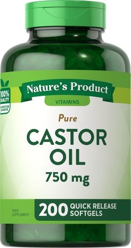 Aceite de Castor Oil 750mg Frasco de 200 Cápsulas
