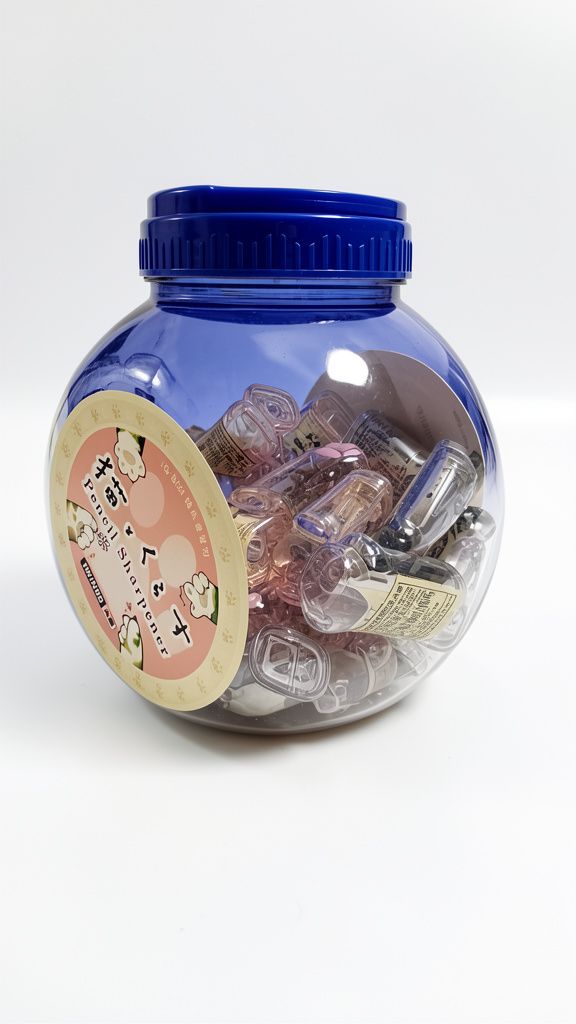 Bote de sacapuntas huella de gato negro y rosa 36pz (Men: $15 May: $10 Caj: $8)