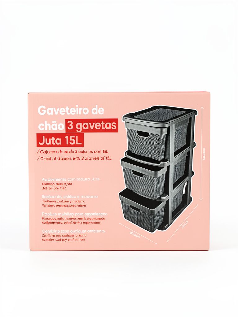 CAJONERA CANASTO ORGANIZADOR CHIFONIER YUTE DECO MODA GRIS