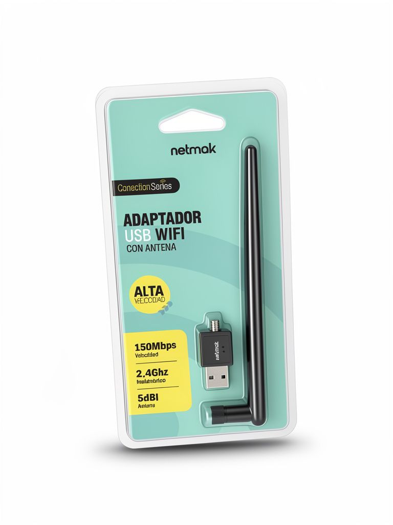 Adaptador Wifi USB con antena 150Mbps Netmark