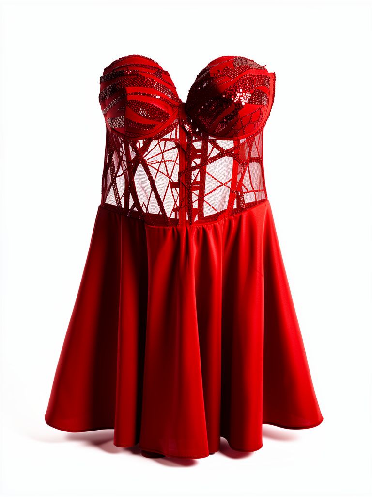 Vestido rojo cóctel brillante