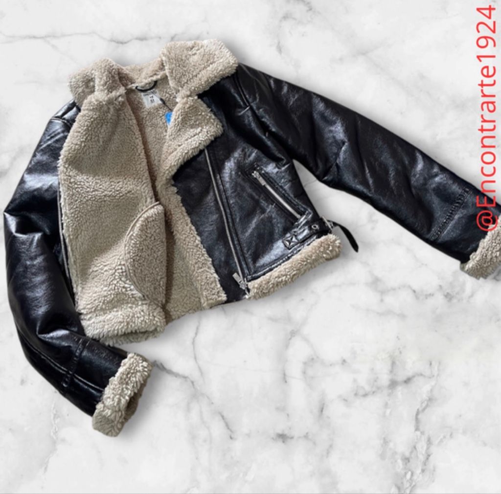 Campera cuerina c/corderito
