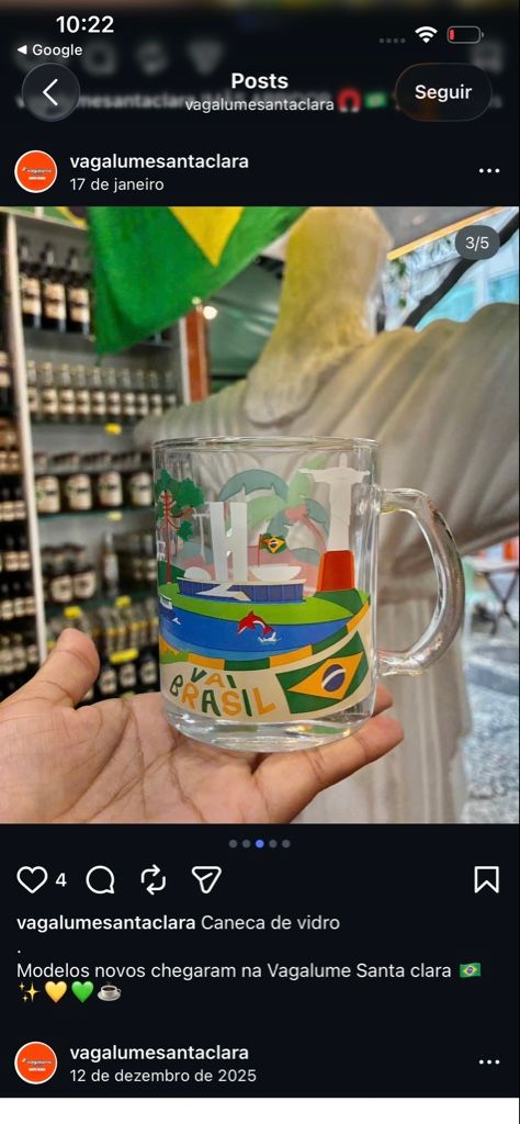 Caneca de vidro Brasil