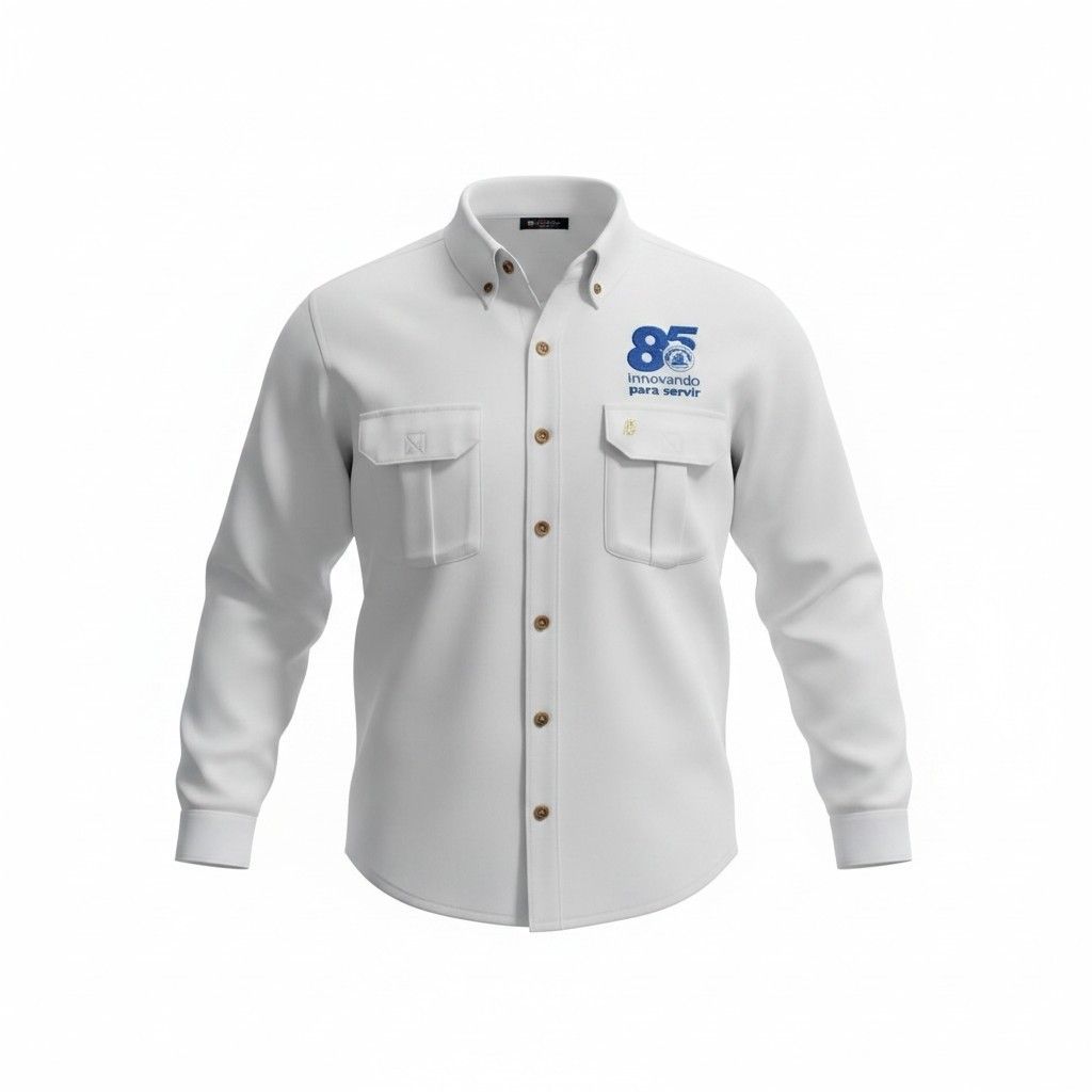 Camisa tipo columbia estampada con logo