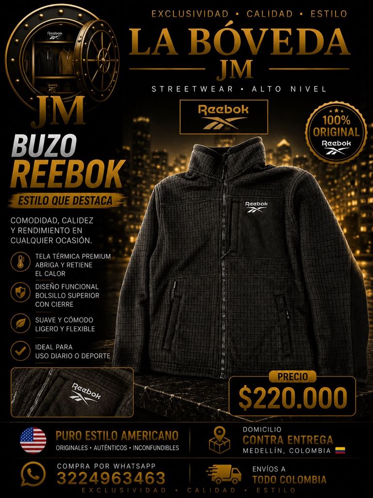 Reebok buzo negro