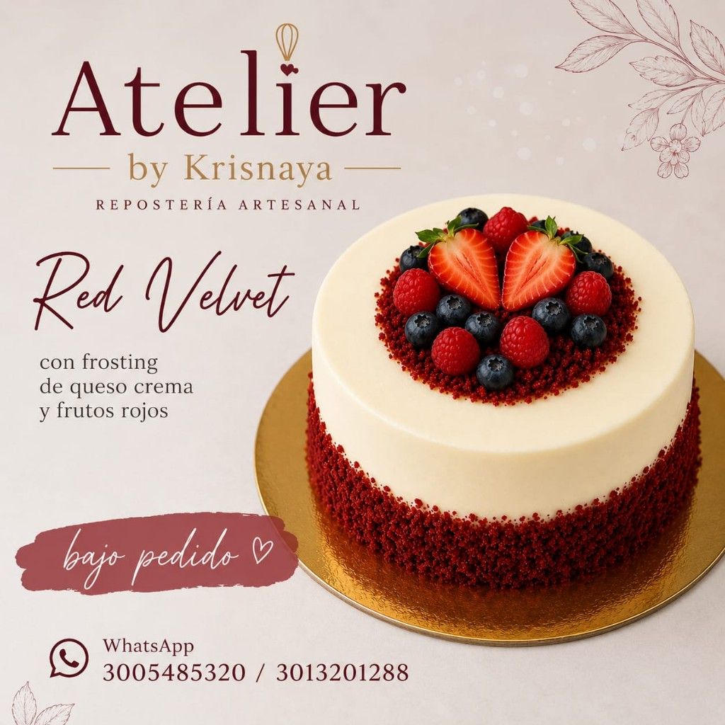 Red Velvet con frosting de queso crema y frutos rojos