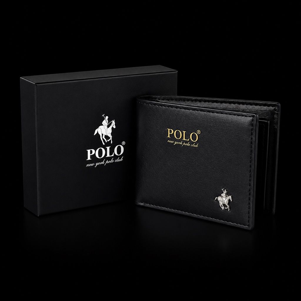 BILLETERA POLO DE CUERO NEGRO