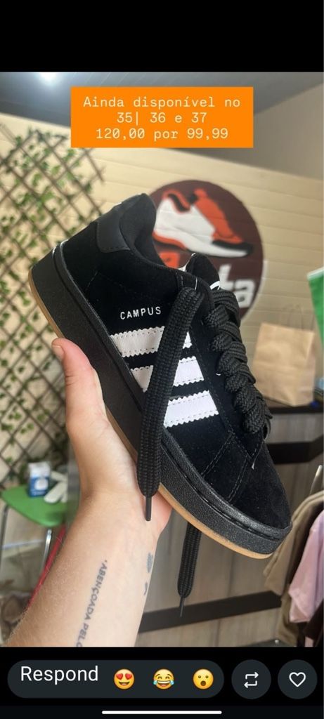 Adidas Campus preto listra branca