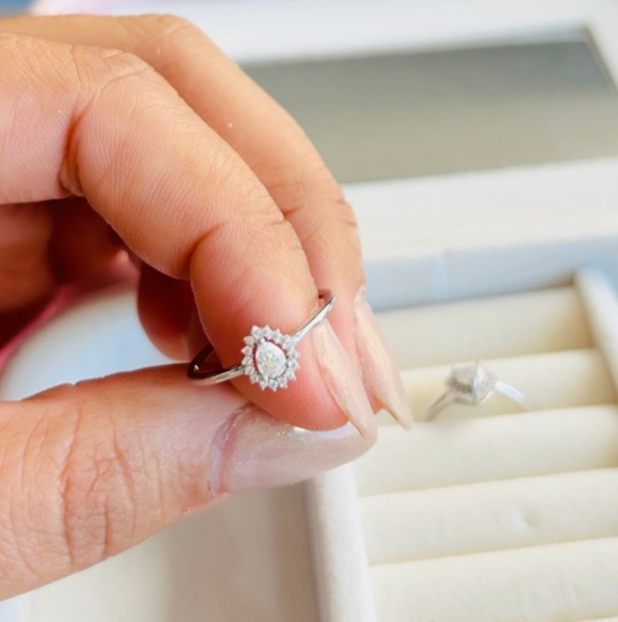 Anel gota moissanite