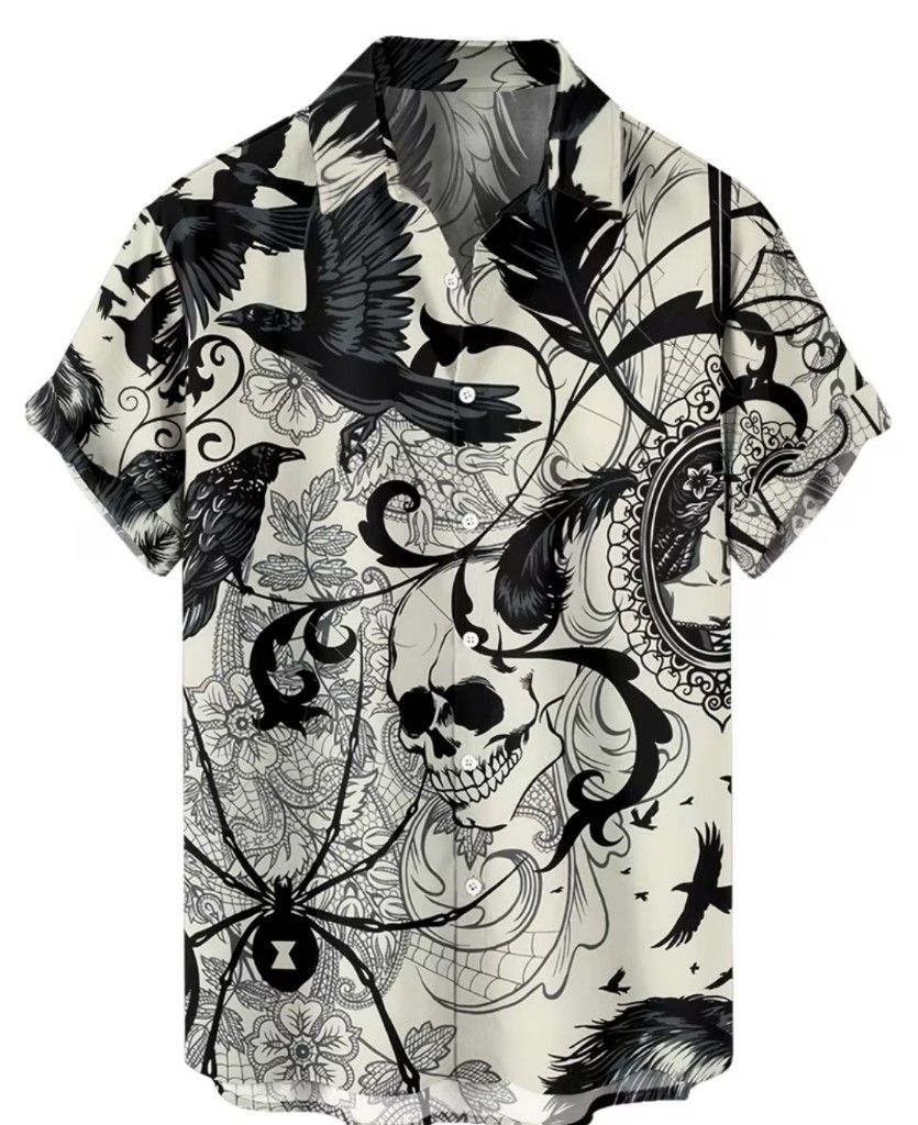 Camisa cuervo y calavera