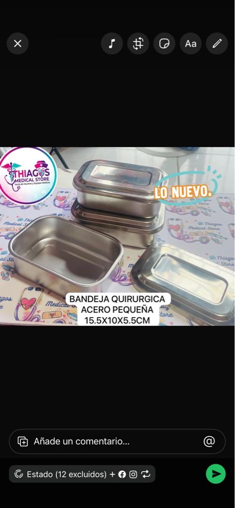 Bandeja quirurgica acero pequena