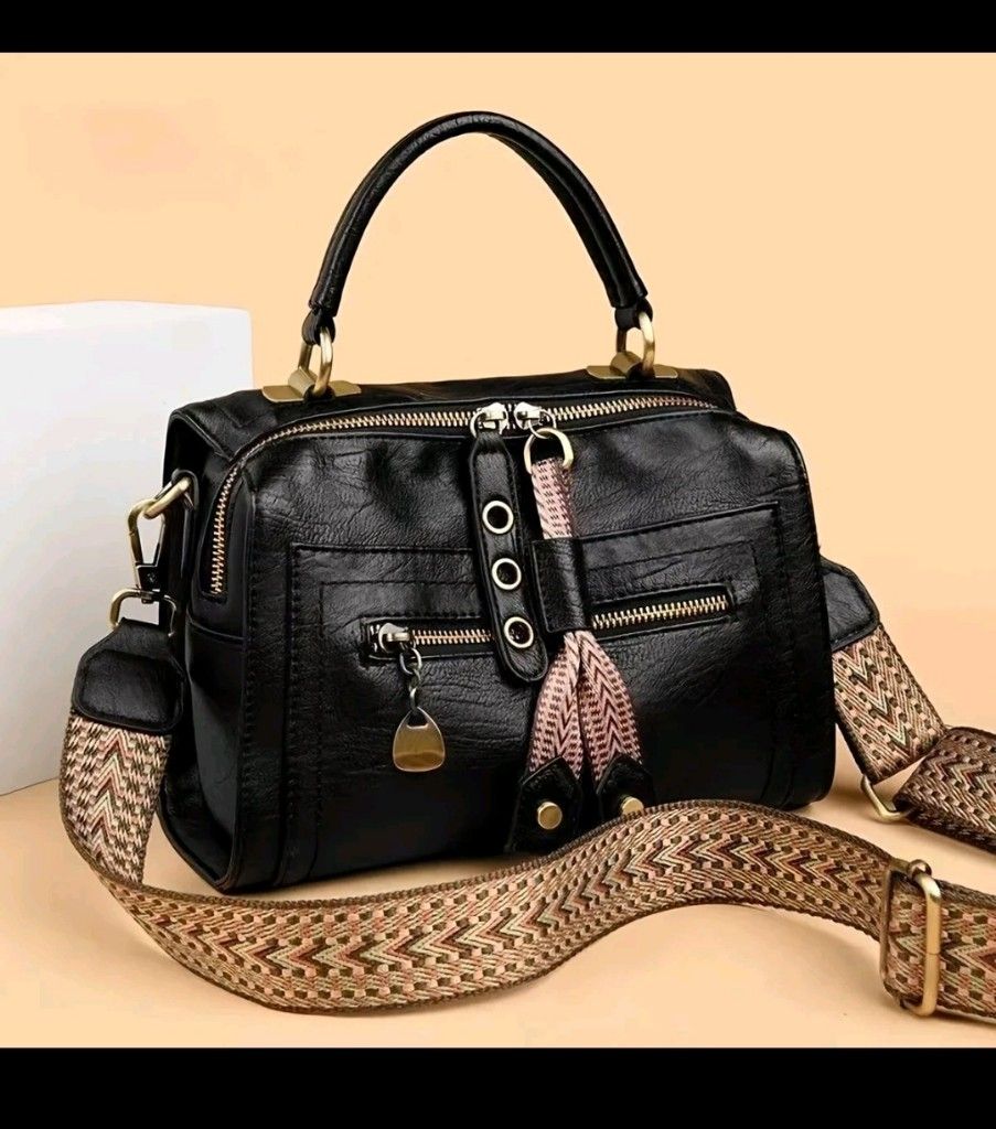 Bolsa Feminina de Couro sintético Elegante Transversal e de mão ckm alça larga Ajustável Grande Capacidade