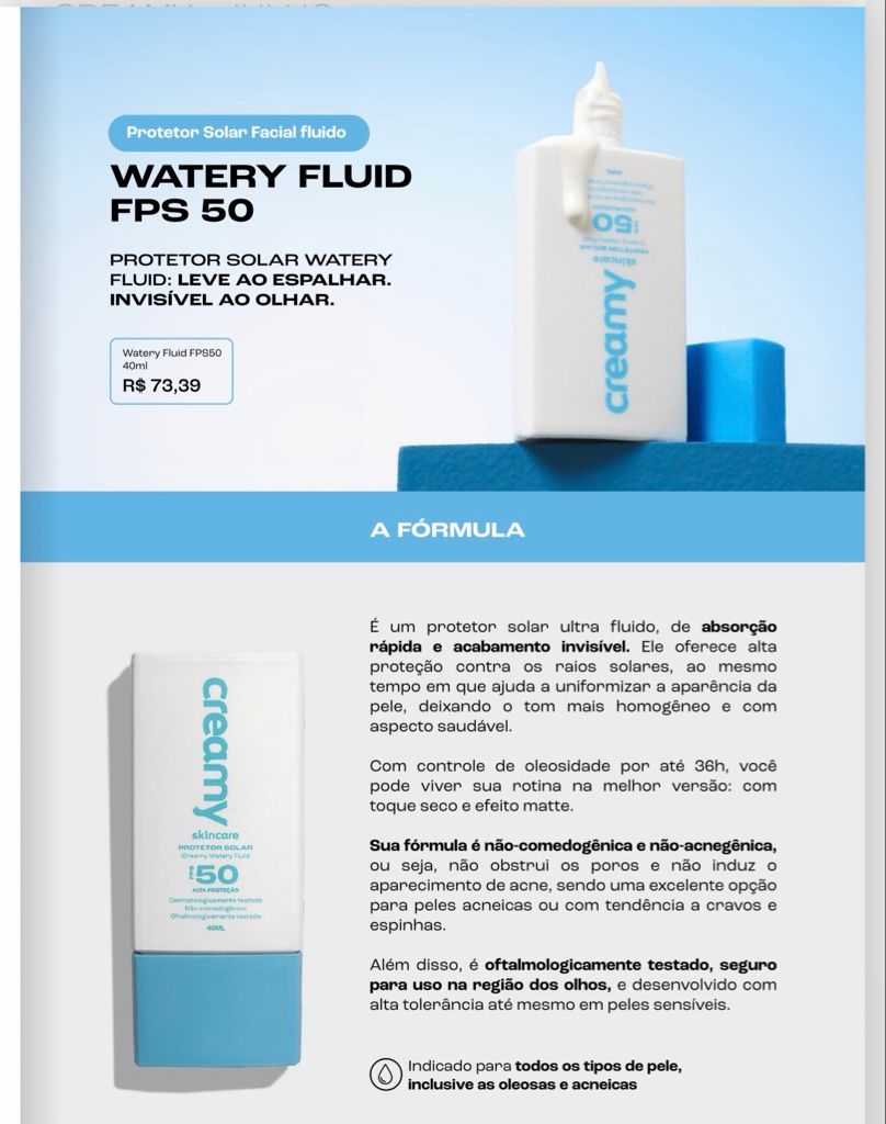 Creamy Protetor Solar Facial FPS 50
